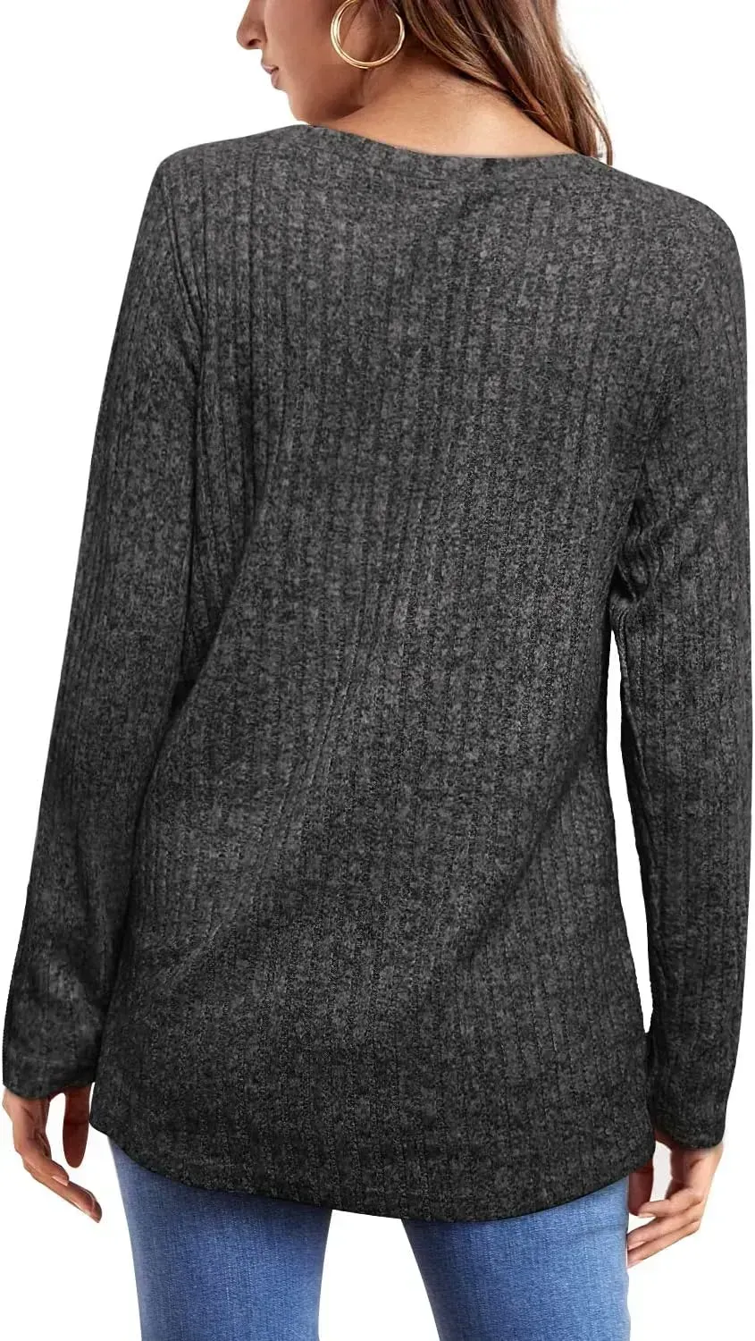 OFEEFAN Long Sleeve Shirts for Women Lightweight Crew Neck Casual Tunic Tops
