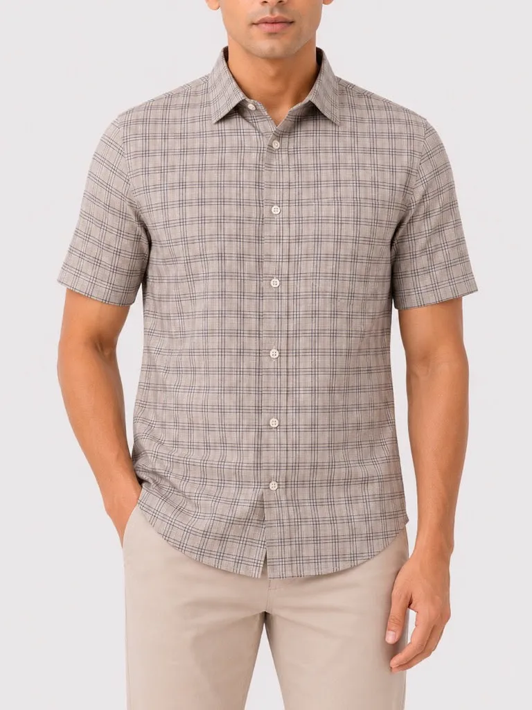 Windowpane Check Checked Regular Fit Men's Formal Shirt