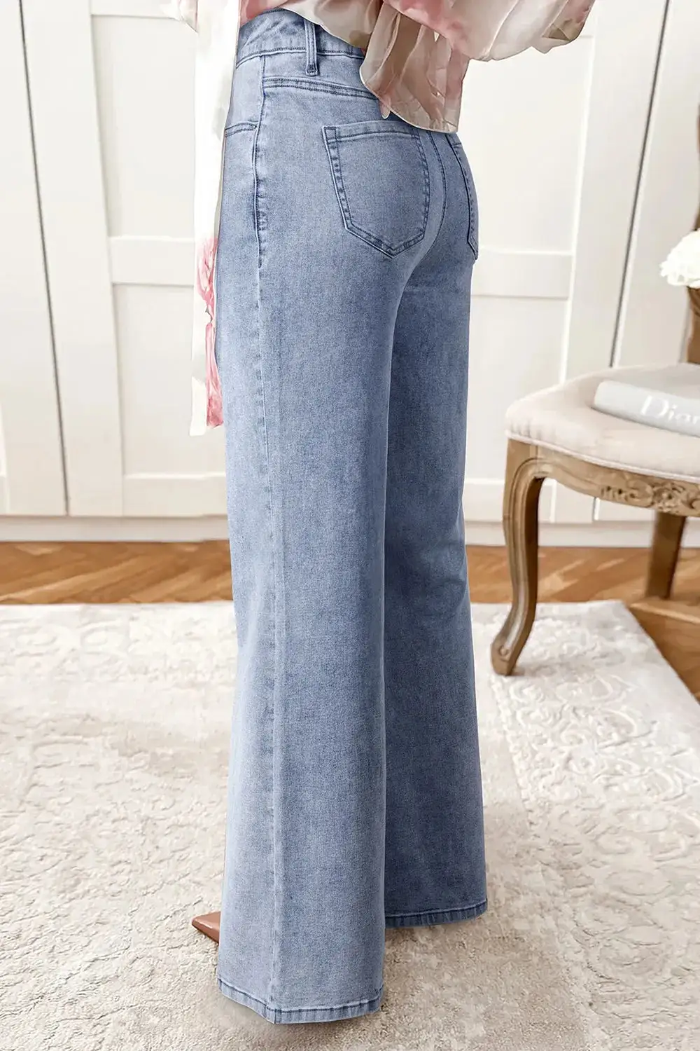 High Waisted Wide Leg Flared Denim Jeans