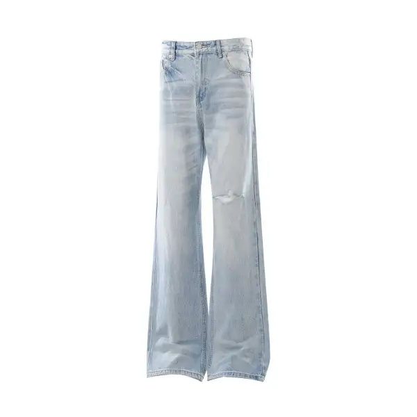 Modern Flare Washed Whiskered Denim Jeans