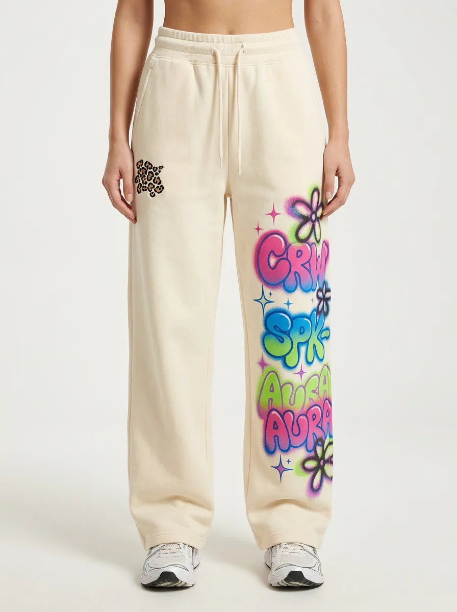 Unisex Urban Streetwear Graffiti Floral Leopard Sweatpants