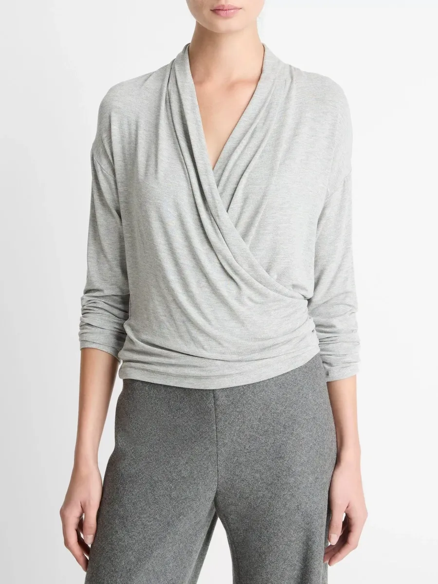 Casual Draped Surplice Top