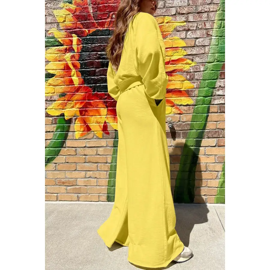 Round Neck Long Sleeve Sweatshirt and Pants Set