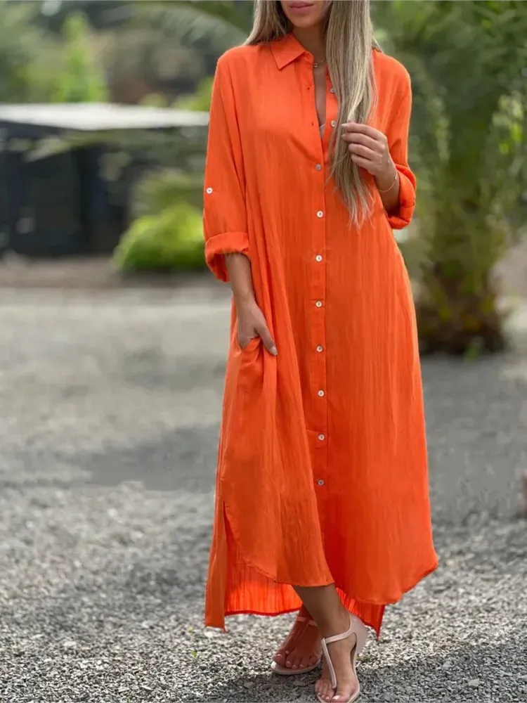 Long Sleeve Cotton Blend Long Skirt