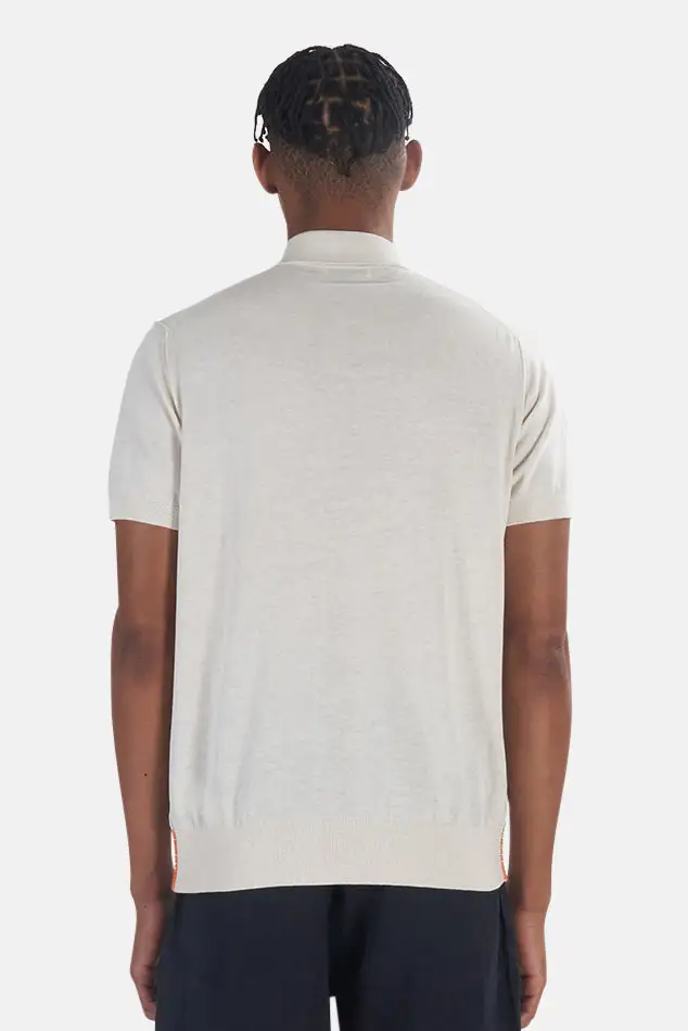 Cotton Knit Ribbed Polo Shirt
