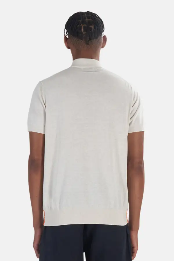 Cotton Knit Ribbed Polo Shirt