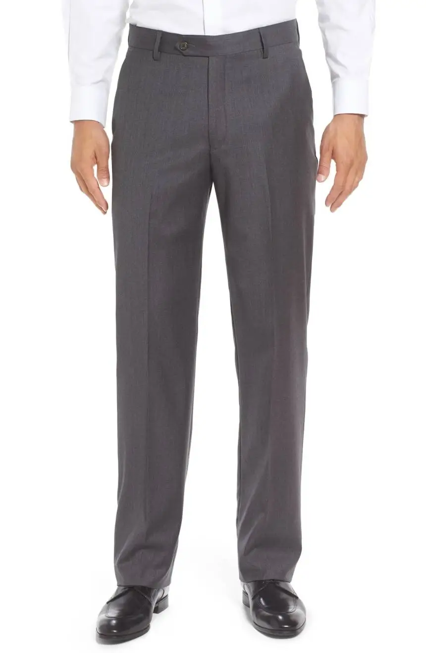 Tailored Gabardine Tropical Weave Flannel Flat Front Pleated Front Trousers
