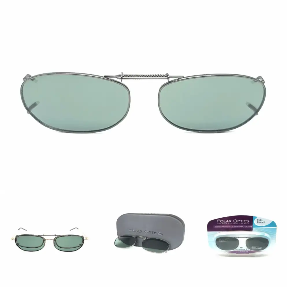 48mm Rectangular Polarized Clip-On Sunglasses