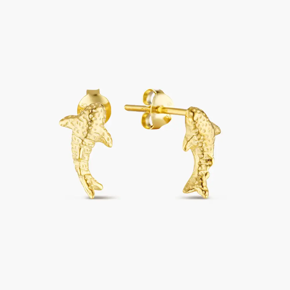 Whale Gold Plated Stud Earrings