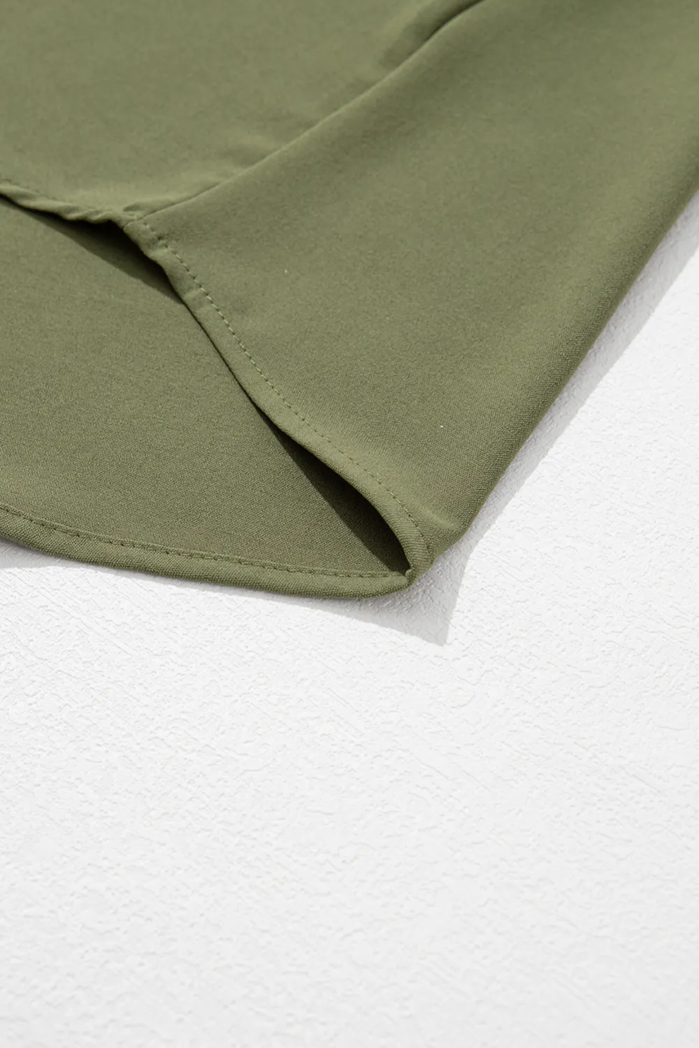 Green Lace Trim V Neck Blouse