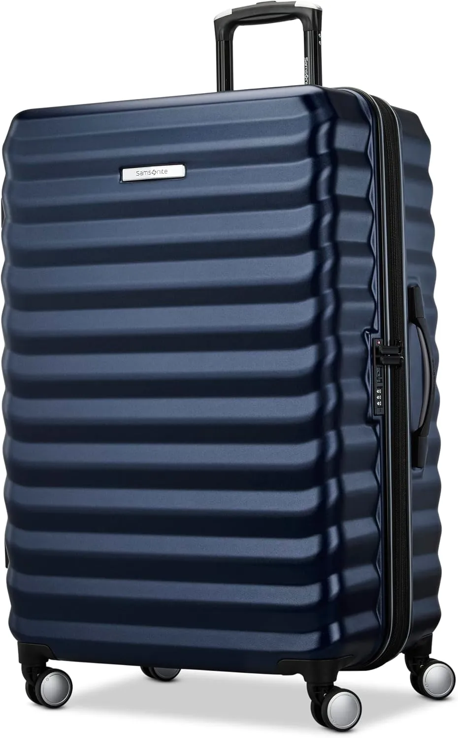 Samsonite Hard-Sided 28-Inch Lightweight Checked Large Expandable Element Suitcase: Durable, 360° Spinner Wheels, Adjustable Telescopic Handle, TSA-Approved Lock - Alpine Black