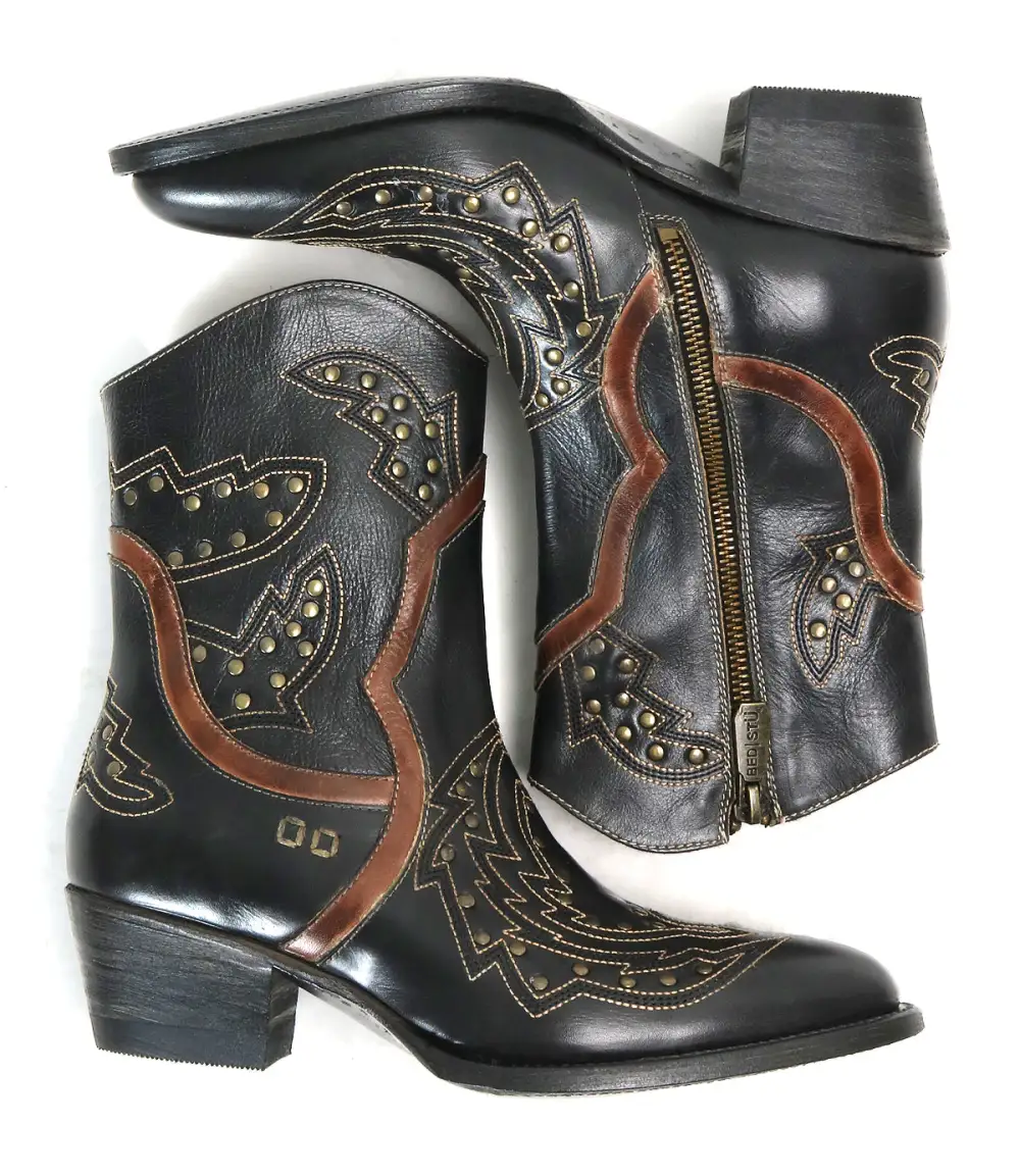 Side-Zip Studded Western Boots