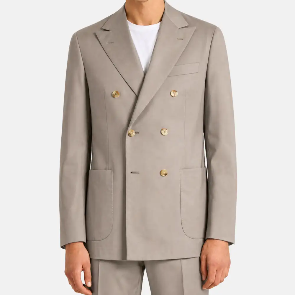 Double Breasted Cotton Blazer Jacket