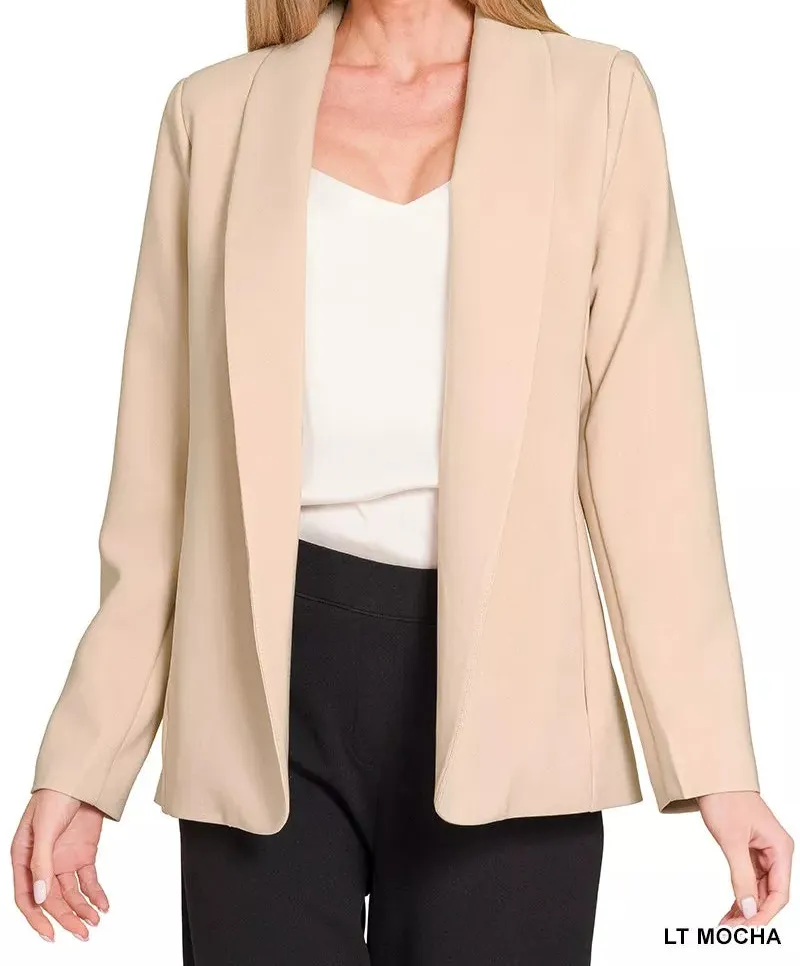 Woven Long Sleeve Blazer With Lining Everyday Layer