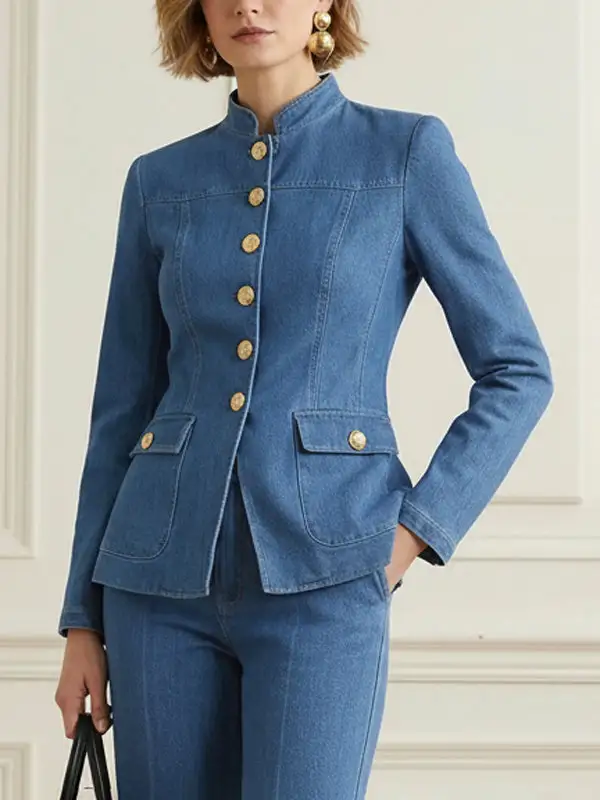 Denim Button Front Jacket Classic