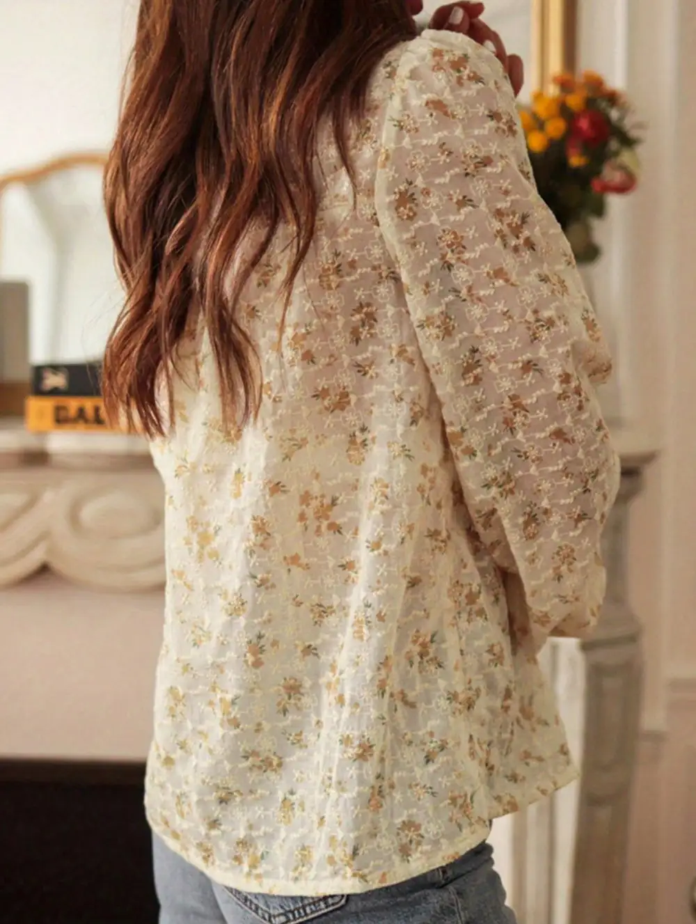 Printed Loose Lace Patchwork Blouse