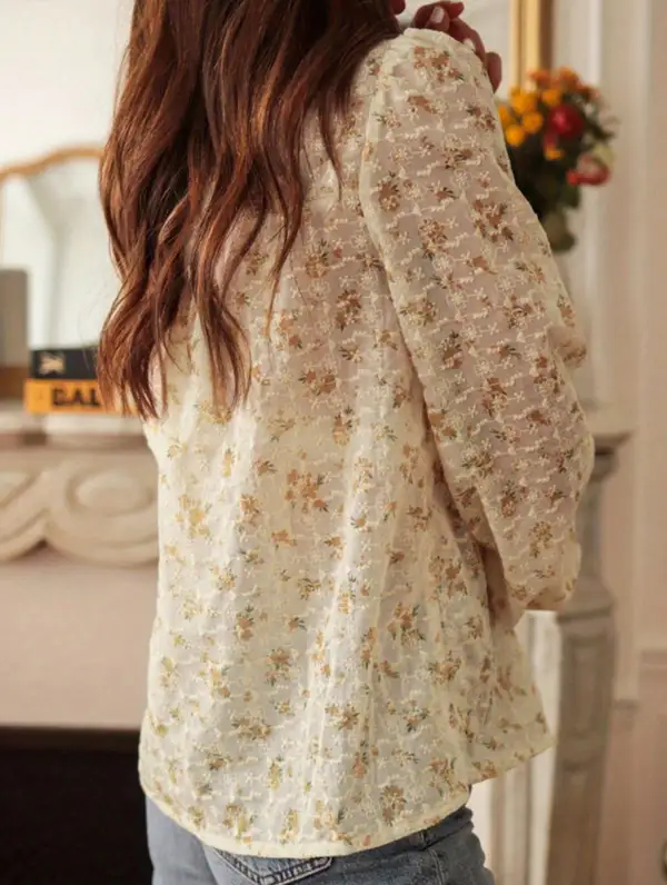 Printed Loose Lace Patchwork Blouse