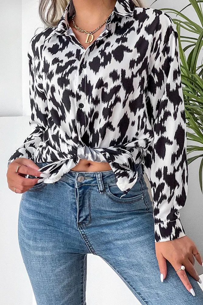 White Leopard Button Down Shirts Shirt