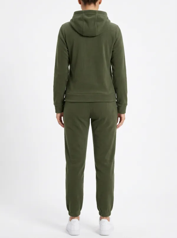 Women's Botanical Embroidered Zip Hoodie Warm Jogger Set