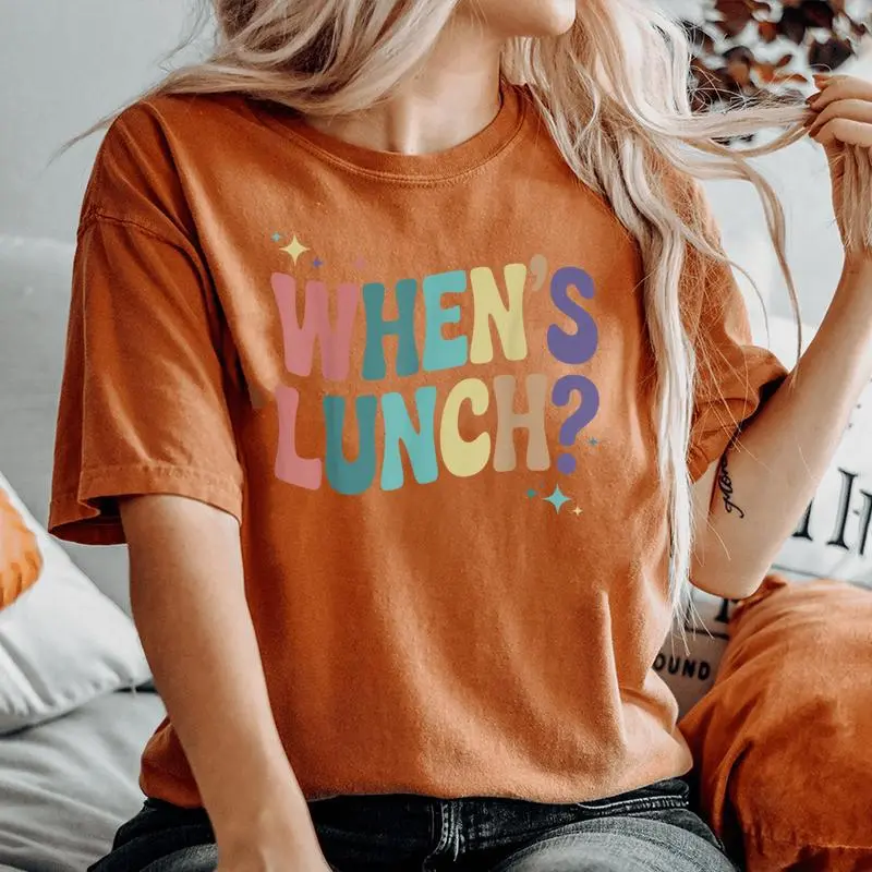 When's Lunch Cooking Lunch Lady Culinary Groovy Women's Oversized Comfort T-Shirt