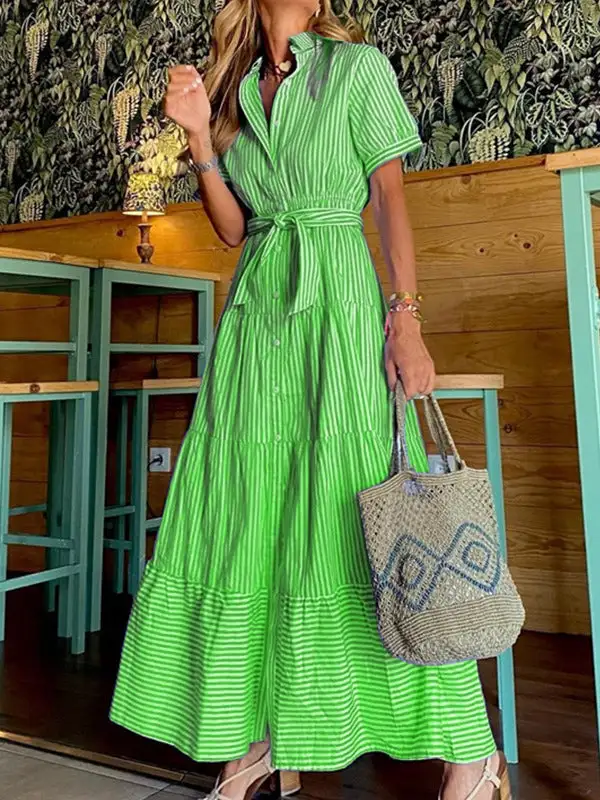 Striped Sleeve Maxi Dress