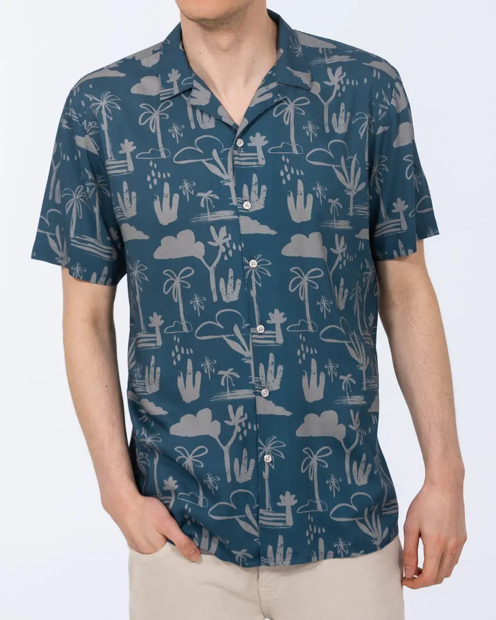 Revere Collar Short Sleeve Printed Shirt