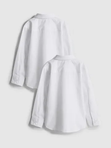 3-7yrs | 2pk Unisex Cotton Blend Long Sleeve School Shirts
