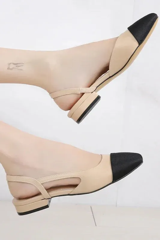 Leather Slingback Square-Heel Flats