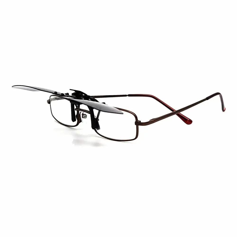 52mm Rectangular Polarized Flip-Up Clip-On Sunglasses