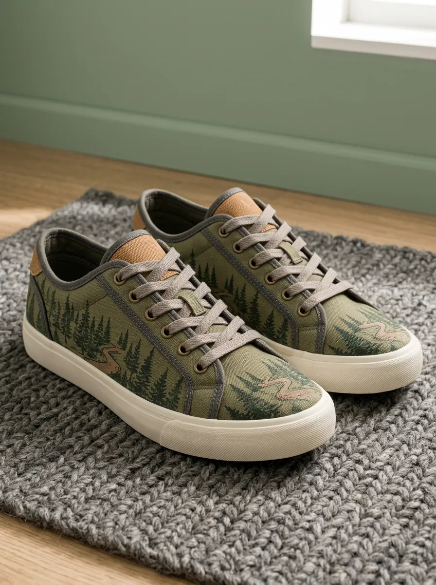 Men's Nature Lover Forest Path Printed Canvas Shoes