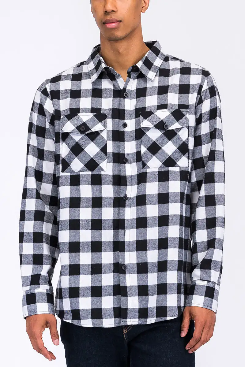 Black Khaki Brushed Flannel Shirt