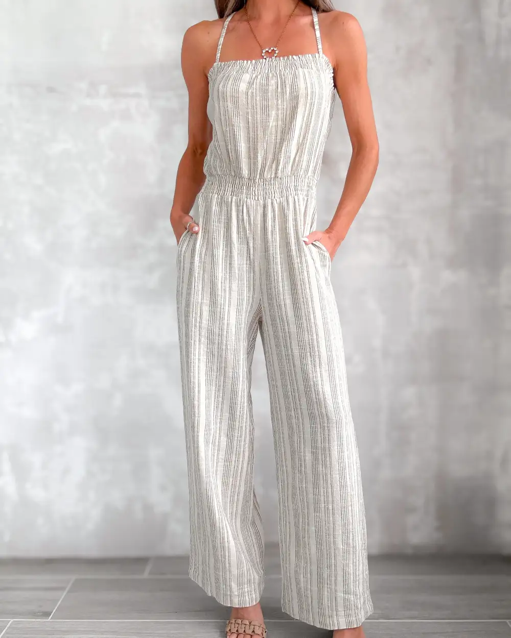 Shore Striped Linen Jumpsuit
