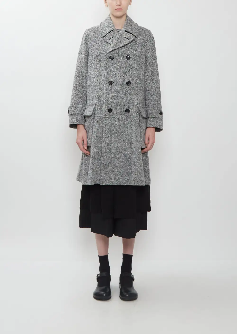 Women's Notch Lapel Double Breasted Tweed Coat