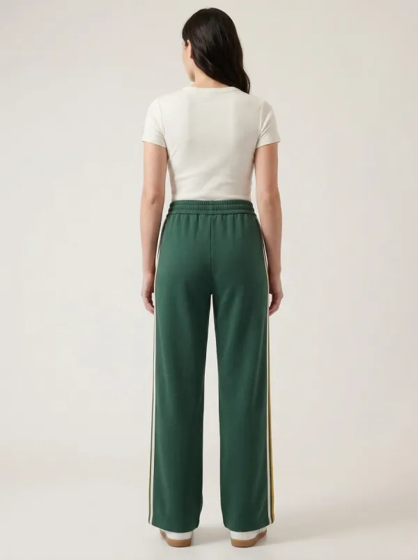 Women's High-Rise Drawstring Triple-Stripe Wide-Leg Sweatpants