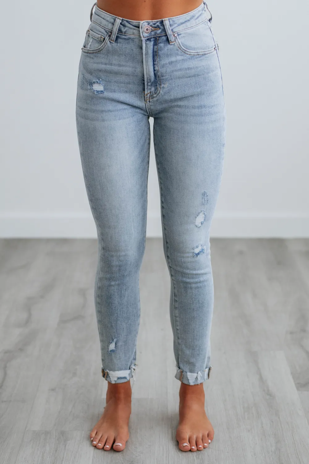 Women's High Rise Skinny Fit Raw Hem Jeans