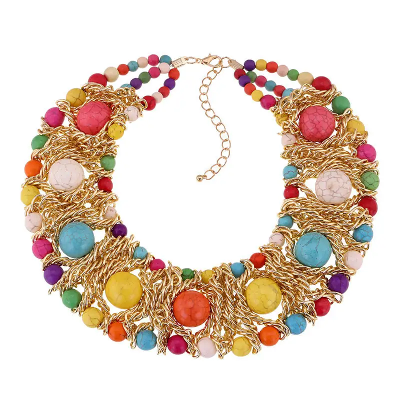 Bohemian Handwoven Necklace With Natural Stone
