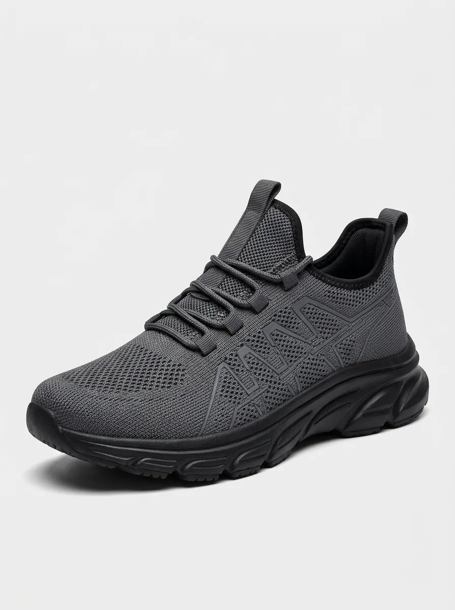 Men's Dark Grey Casual Graphic Pattern Athletic Sneakers