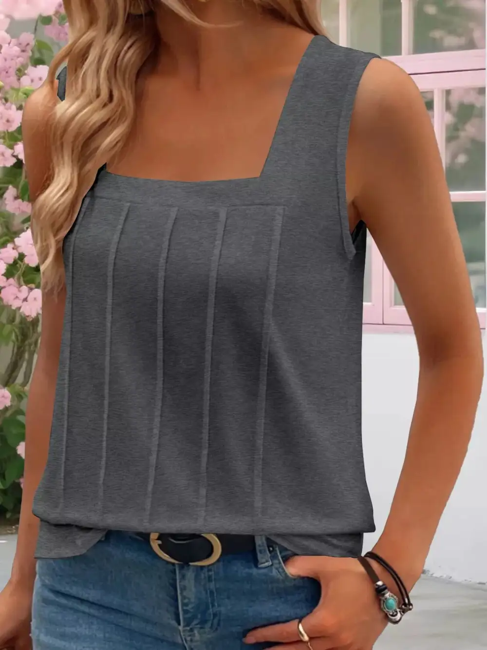 Relaxed Refined Square-Neck Tank Top