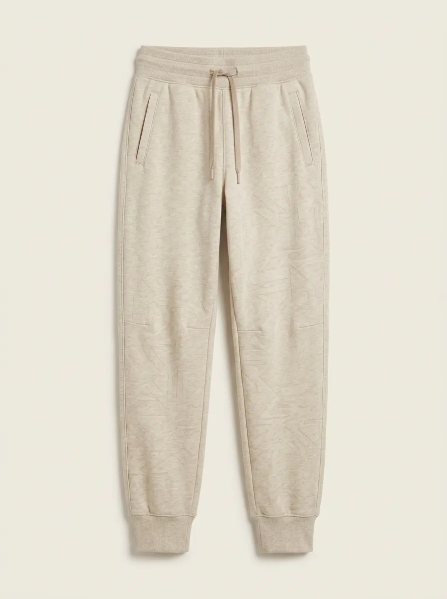 Women's Casual Sporty Beige Geometric Embossed Printed Joggers