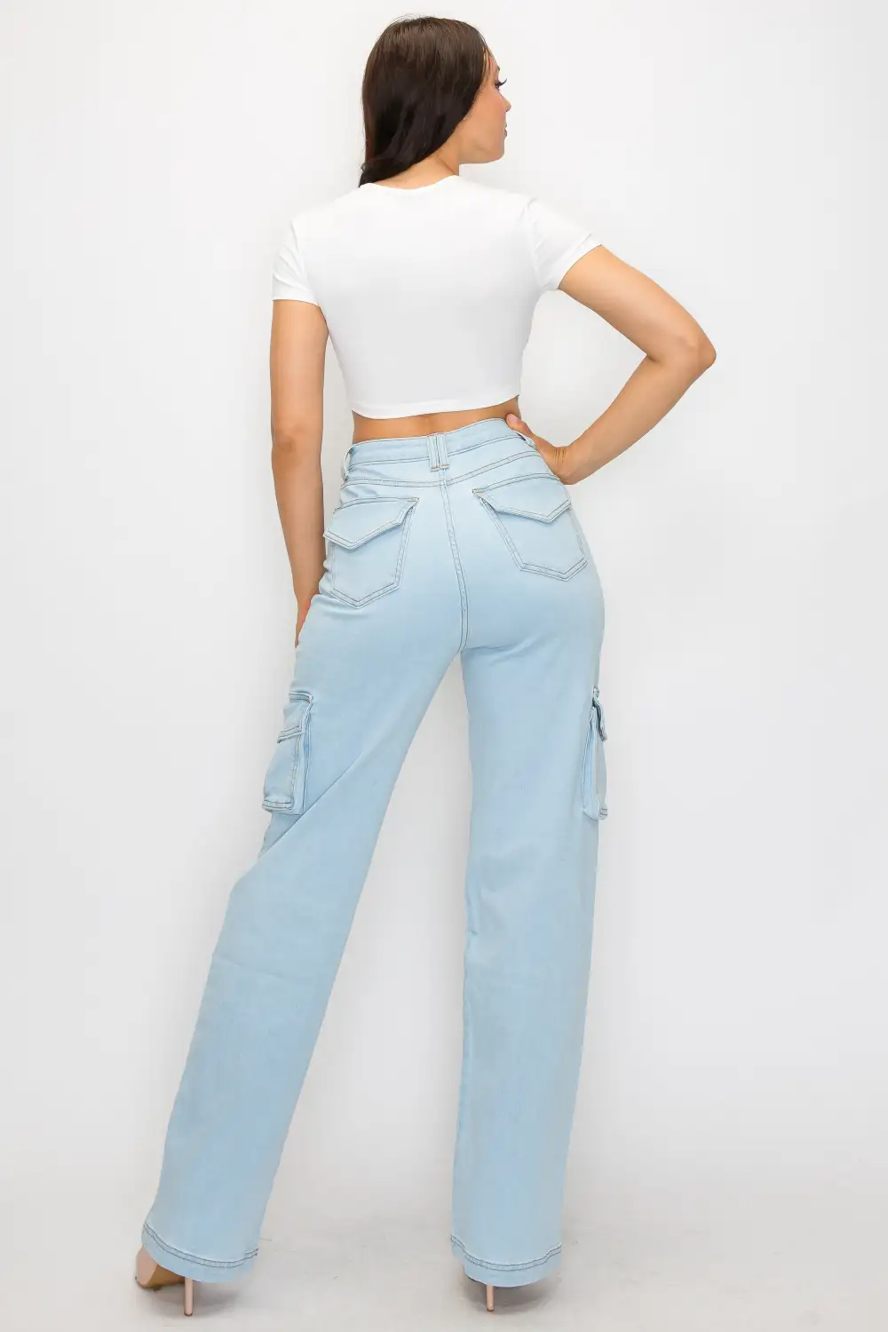 High-Rise Wide-Leg Cargo Jeans
