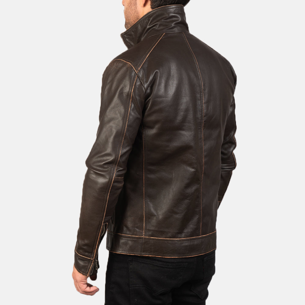 Men's Rugged Clean Line Biker Leather Jacket