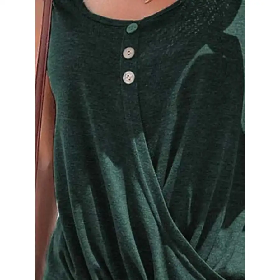 Full Size Twisted Hem Button Detail Tank
