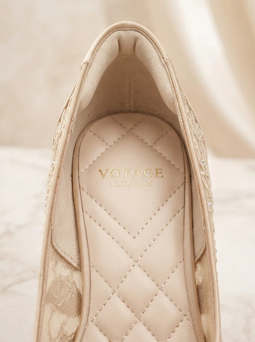 Rhinestone Floral Lace-Detail Bridal Women's Formal High Heels