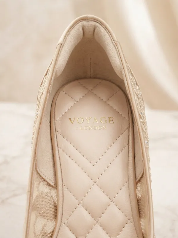 Rhinestone Floral Lace-Detail Bridal Women's Formal High Heels