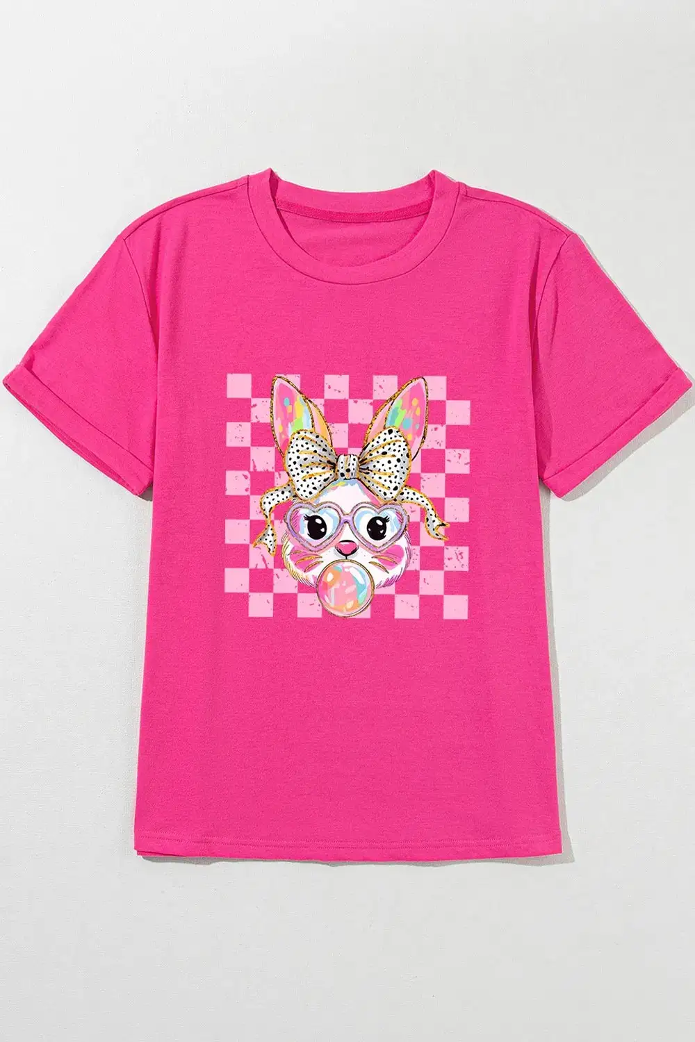 Rabbit Graphic Round Neck Short Sleeve T-Shirt