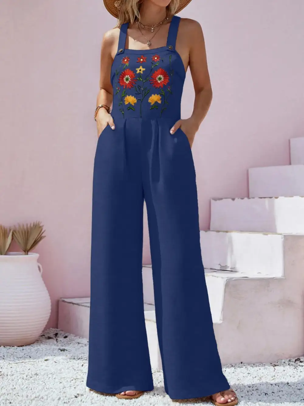 Polished Floral Wide Leg Jumpsuit