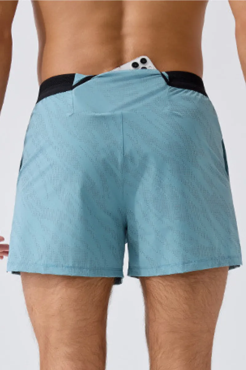 Storage Pocket Dual Layer Reflective Detail Athletic Shorts