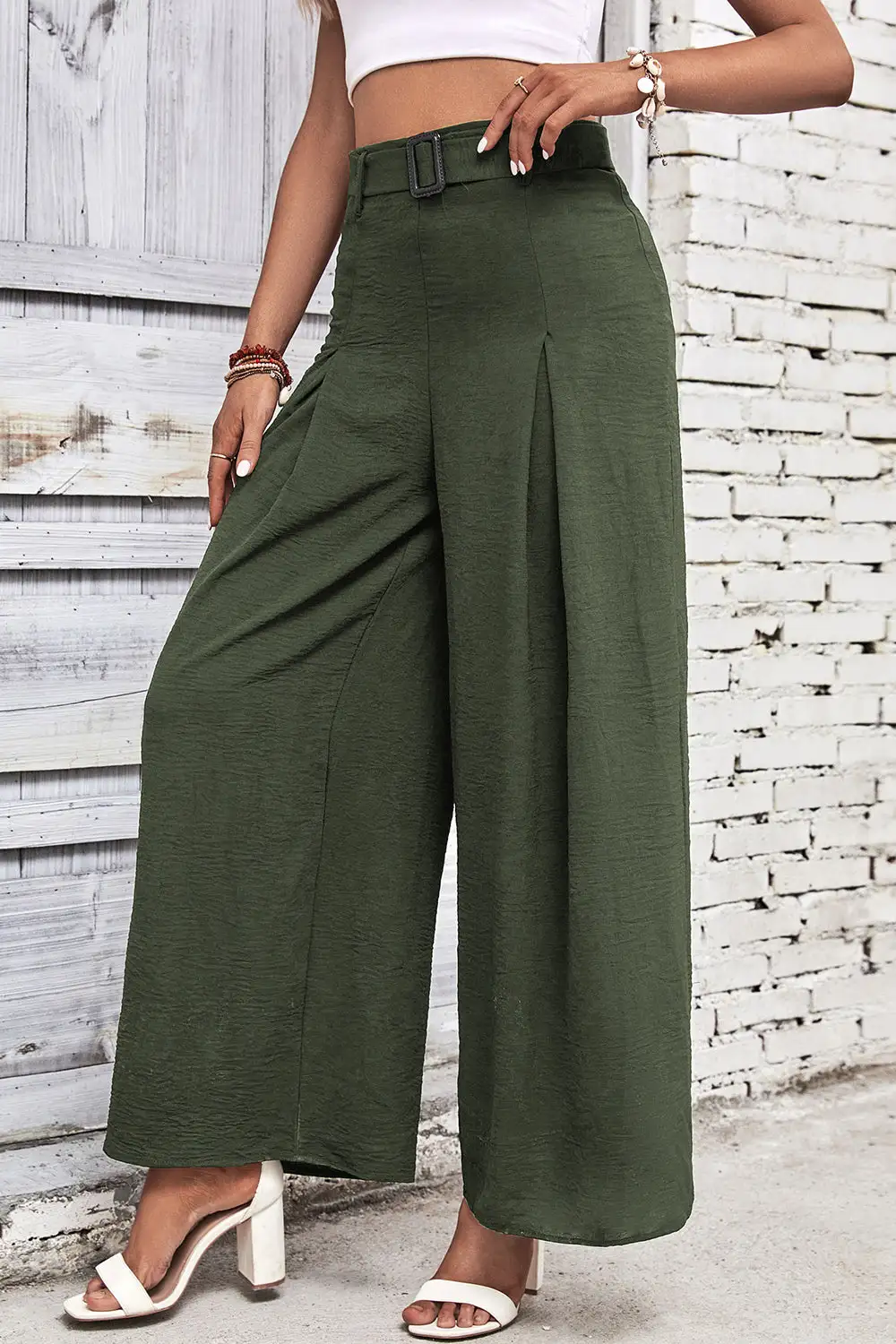 Wide Leg High Waist Ruched Versatile Pants