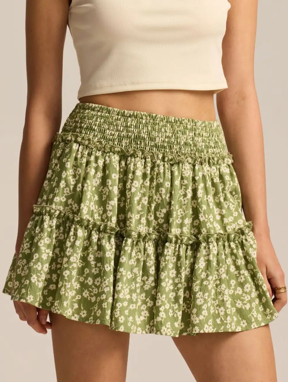 Elastic Waist Midi Skirt