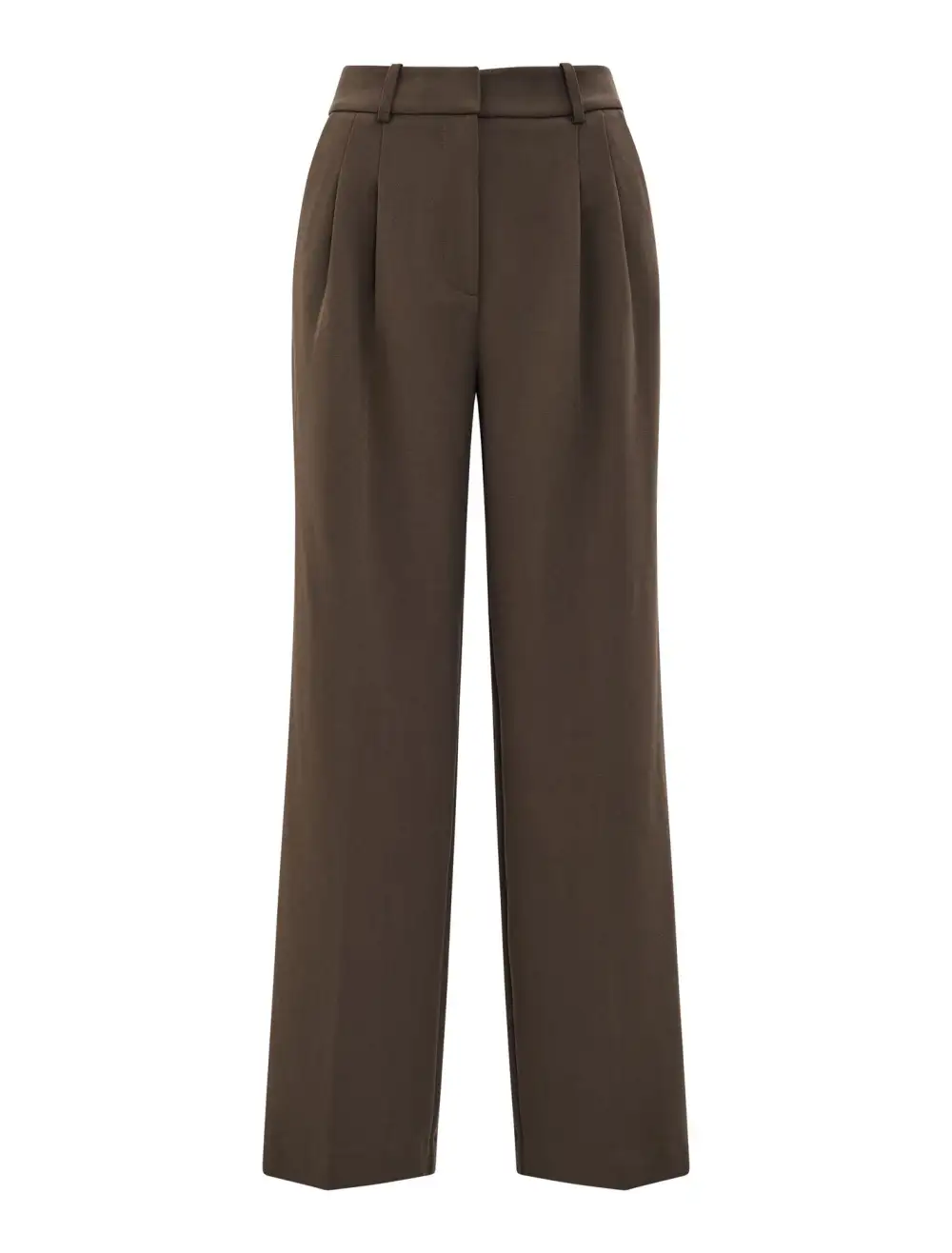 Olive Green Petite Pleat Wide Leg Pants